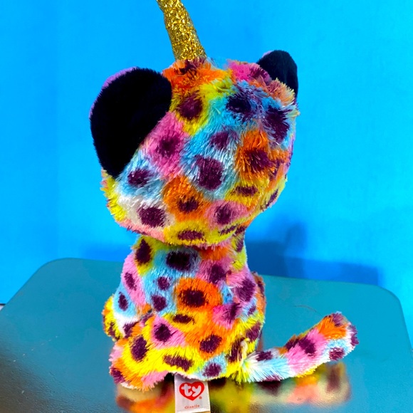 BEANIE BOOS SILK 2019 COLLECTIBLE GISELLE RAINBOW UNICORN SPARKLY PURPLE EYES - Picture 3 of 12
